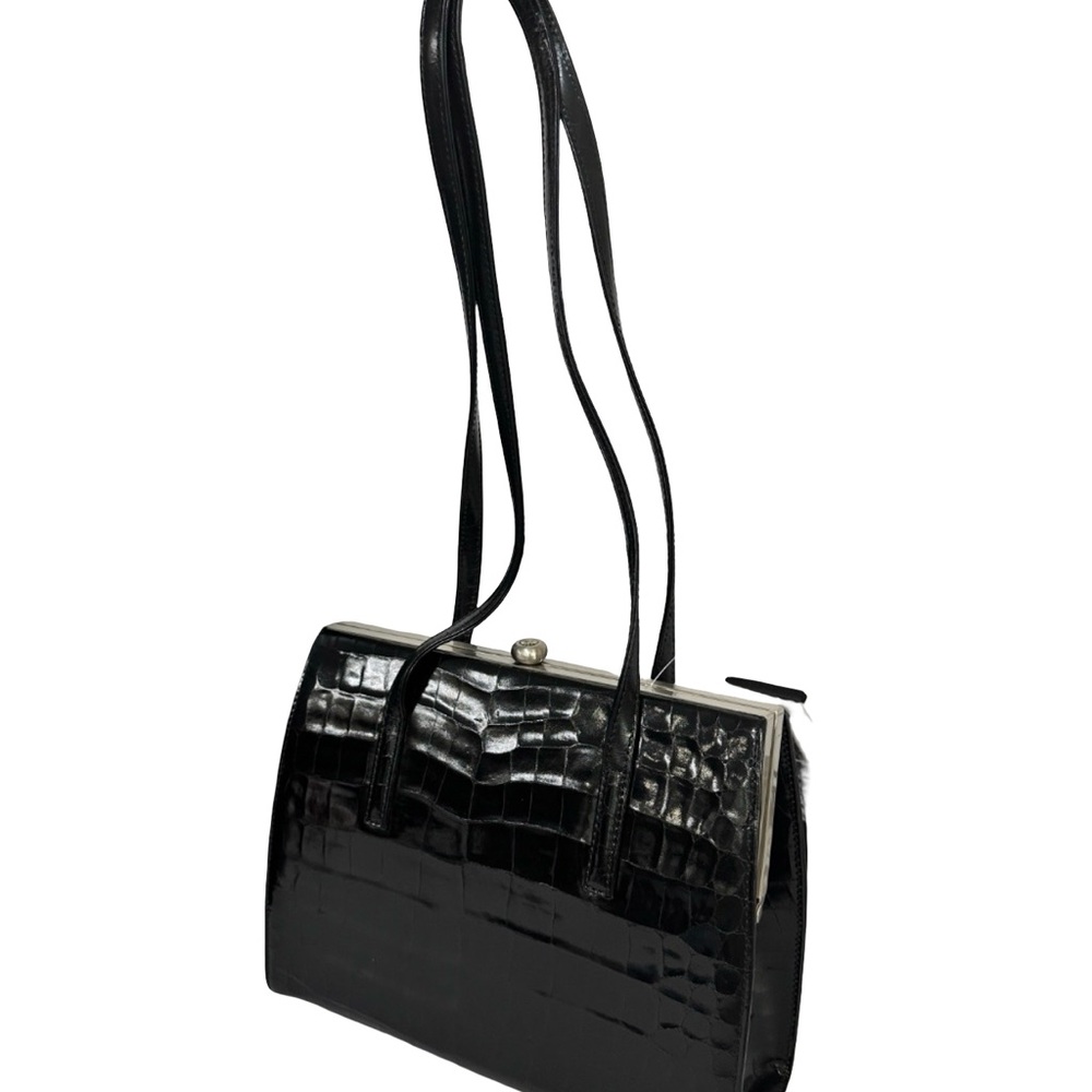 Versace Vintage Black Crocodile-Embossed Women's Bag